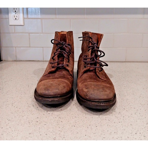 Frye Boots Mens Size 8.5 D Seth Dark Brown Leather Cap Toe Ankle Lace Up Combat main image 8